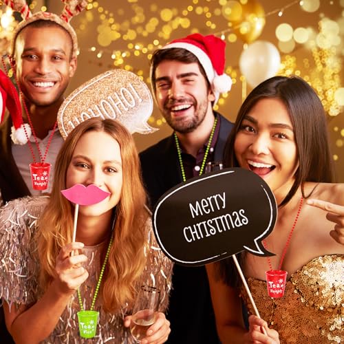 Christmas Shot Glass Necklaces Set - 16 Pcs Festive Party Accessories