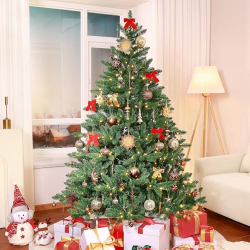 Christmas Tree Ornaments Set - Brown Copper Gold, 80 Pieces, Shatterproof Decorative Balls