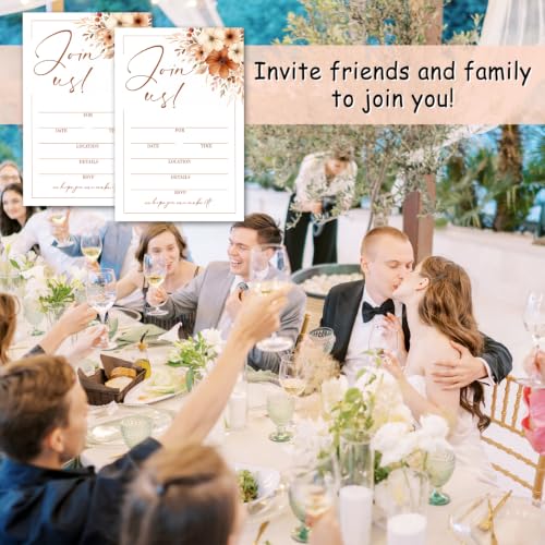 25 Pack Floral Invitation Cards with Envelopes for Weddings & Parties
