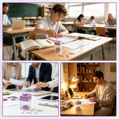Large Capacity Magnetic Paper Clip Dispenser Organizer - Purple