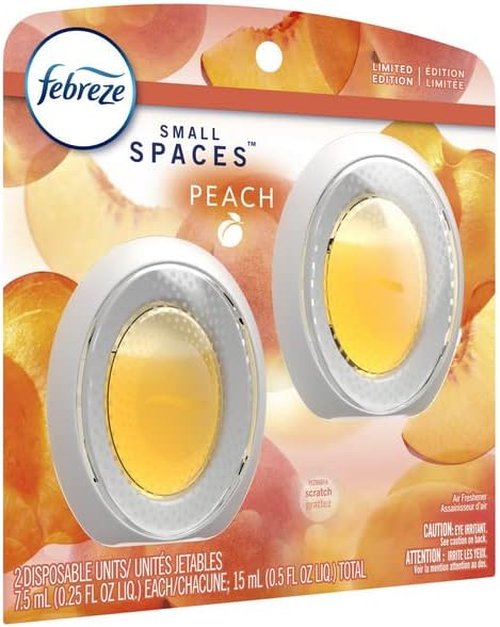 Febreze Small Spaces Air Freshener - Peach Scent | 0.25 Fl Oz, 2 Pack for Lasting Freshness