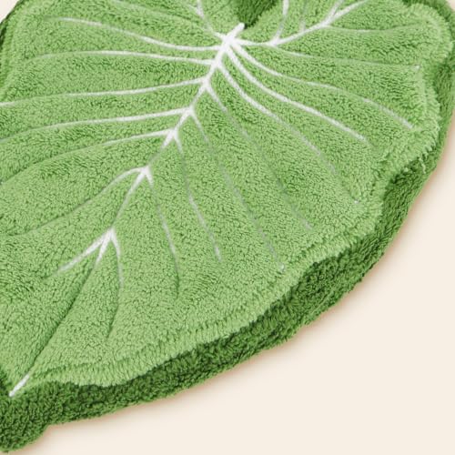 Green Leaf Shaped Hanging Hand Towels with Loops - Light Green 2pcs