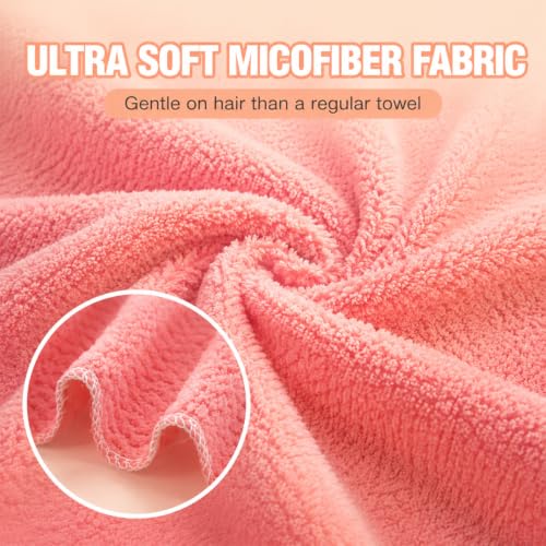 Pink Microfiber Hair Turban Wrap - Quick Dry & Frizz-Free for Women