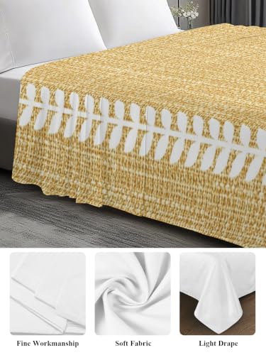 Mustard Gold King Flat Sheet - Microfiber Bed Sheets for King Bed, Fall Botanical Design