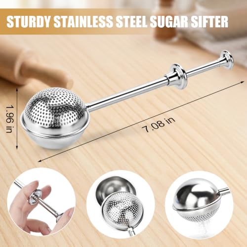 2PCS Stainless Steel Flour Duster for Baking, Even Dusting & Refillable