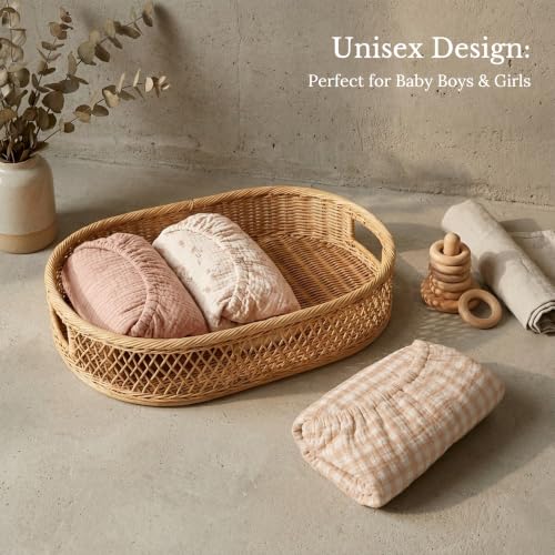 Pink Bedside Bassinet Sheets 3-Pack - Niceye Muslin Fitted Sheets for 33" x 21" Sleepers