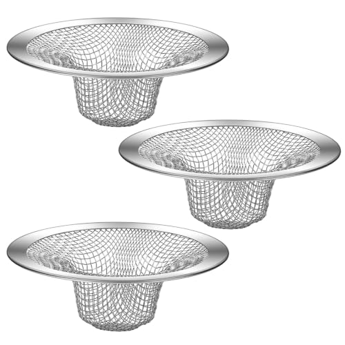 3 Pack Stainless Steel Drain Strainers for Bathtub & Shower Drain Cover