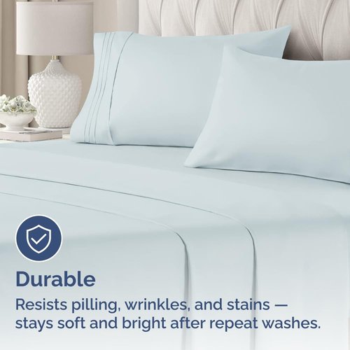 King Standard Pillow Cases Set of 4 - Soft Hotel Quality Pillowcase Covers - Comfy Bedding for Women, Men, Kids & Teens - Machine Washable Pillow Protectors - 4 Piece Set - King Standard Size Sky Blue