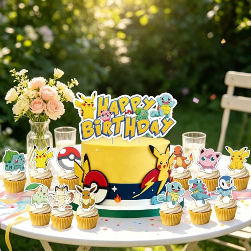 Anime Cake Topper Set for Birthday Party Decorations - 25 Pcs