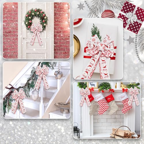 Christmas Glitter Wired Edge Ribbon Snowman Snowflake Candy Set - 4 Rolls, 24 Yards