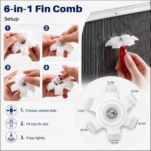 6-Piece AC Coil Cleaning Kit with Fin Comb & Straightener for Condensers