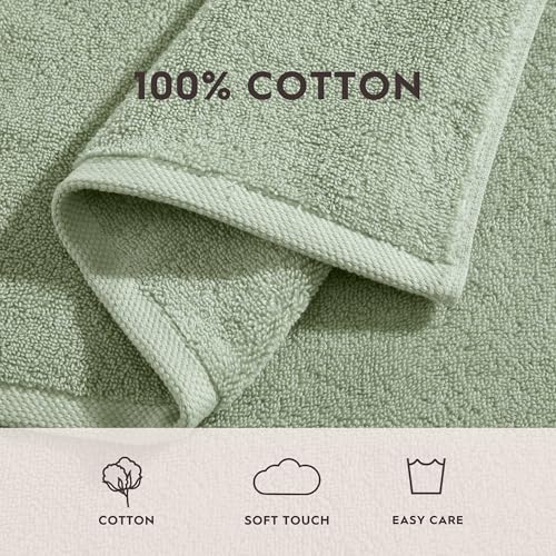 Laura Ashley - Bath Towels, Soft & Absorbent Cotton Towels, Fade Resistant & Low Linting, Ideal Dorm Essentials (Marilyn Green, 6-Piece)