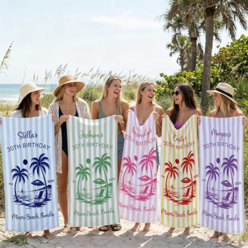 Personalized Microfiber Beach Towel with Style-3 for Bridal Party & Vacation