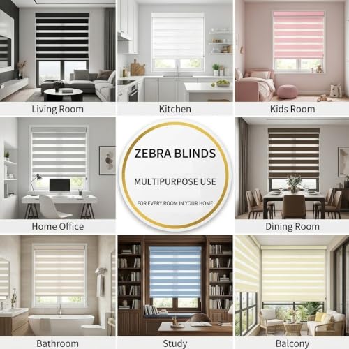 Dual Layer Zebra Blinds for Windows - Day and Night Roller Shades, Custom Fit