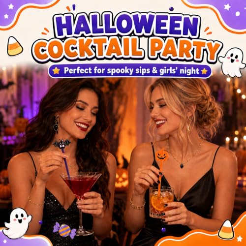 Classic Halloween Cocktail Stir Sticks - 36 Assorted 7.1 Inch Drink Swizzles