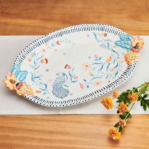 Fitz and Floyd Gracie Floral Serving Platter, 19 Inch