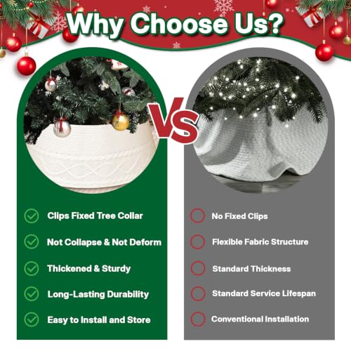 White Knit Christmas Tree Collar 24-28 Inch Tree Base Cover Ring - Holiday Decor