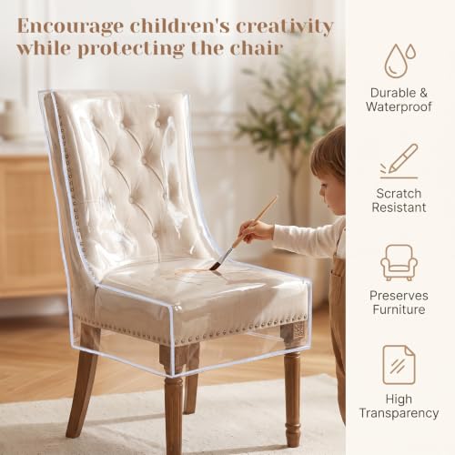 Waterproof Plastic Dining Chair Covers Set of 4 - Clear Protectors for Kitchen Chairs