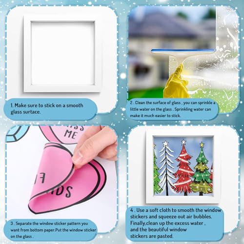 Christmas Window Clings Set - 9 Sheets Red-Green Holiday Decals for Winter Decor