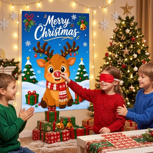 Christmas Party Pin The Nose on The Reindeer Game Xmas Deer Variation