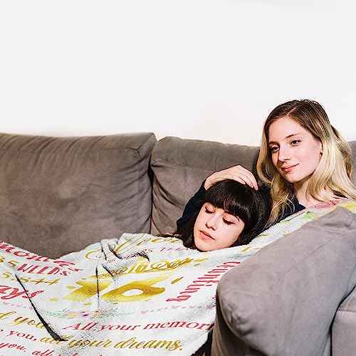 Sweet 16 Birthday Gifts for Girls, 50x60 Happy 16th Birthday Throw Flannel Blanket, Sweet 16 Year Old Girl Birthday Gift Ideas for Sixteen Daughter Sister, Pink Floral 16 Bday Decorations for Friends