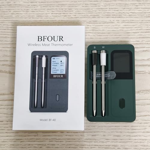 BFOUR Wireless Meat Thermometer with 2 Probes, 328FT Bluetooth Grill Meat Thermometer Digital Wireless with LCD Screen for Grilling and Smoker BBQ Oven Grill