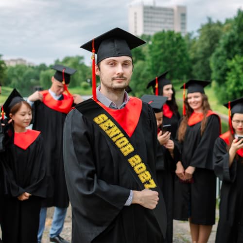 10pcs Black Satin Sashes for Graduation Senior 2027 with Gold Glitter Letters