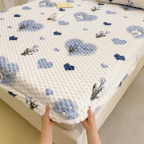 Velvet Fitted Sheet Queen Size 59''x79'' Thick Soft Velvet Bed Cover
