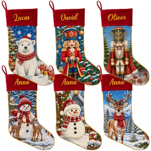 Personalized Needlepoint Christmas Stocking with Name - Family Holiday Decor B02