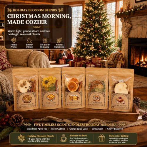 Christmas Simmer Pot Kit - 5 Pack Bakery Scented Potpourri with Dried Fruits & Spices - Cozy Home Fragrance