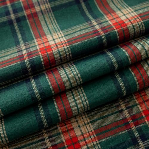 Christmas Plaid Ruffled Tablecloth - Red Green 102 x 60 Inch Rectangle