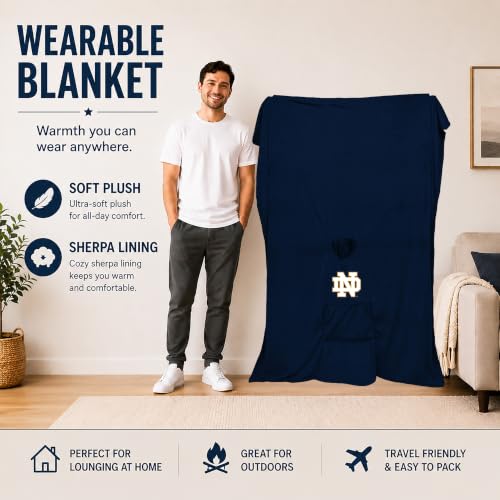 Notre Dame Fighting Irish Hooded Blanket Poncho - Sherpa Wearable Cape