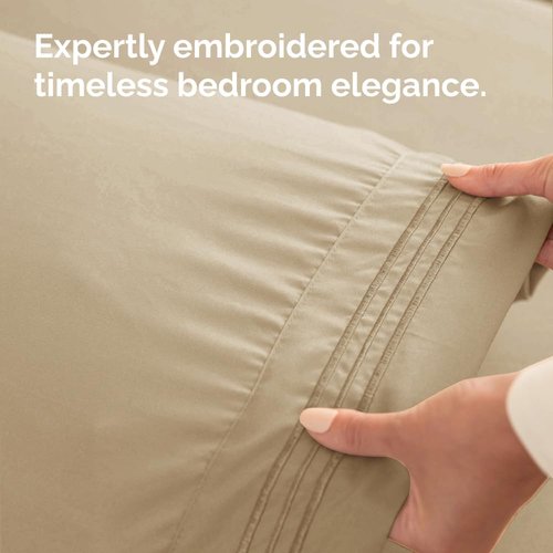 King Standard Pillow Cases by King - Soft Hotel Quality Pillowcase Covers - Machine Washable Beige | 4-Piece Set
