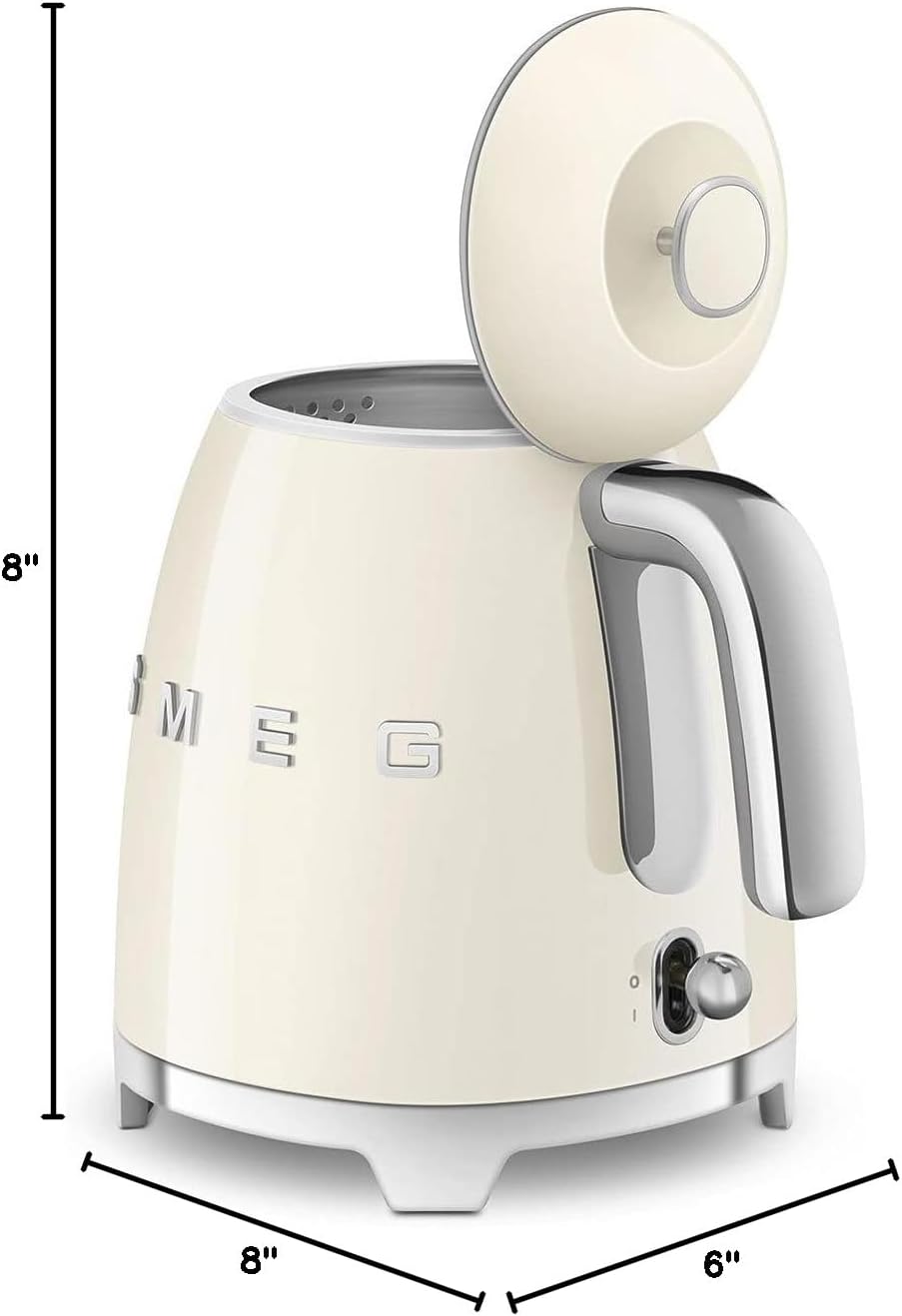 SMEG Mini 50's Retro Electric Kettle - 3 Cup Capacity, Double Wall Design, Cream Color