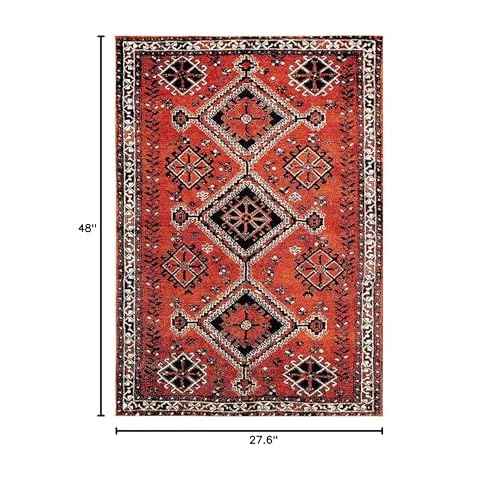 SAFAVIEH Vintage Hamadan Collection Accent Rug - 2'3" x 4', Orange & Red, Traditional Persian Design, Non-Shedding & Easy Care, Ideal for High Traffic Areas in Entryway, Living Room, Bedroom (VTH293P)