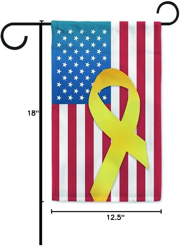 Remember Our Troops Patriotic Garden Flag - USA Flag with Yellow Ribbon | Double-Sided 12.5x18 Inch