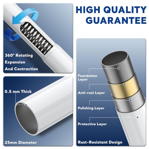 Adjustable Tension Curtain Rod 28-48 Inch No Drill White - No Wall Damage