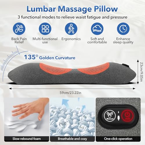 Back Massage Pillow with Heat and Decompression for Lower Back Pain