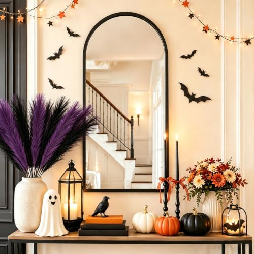 Artificial Pampas Grass Bundle - Black & Purple, 17 Inches, Set of 30