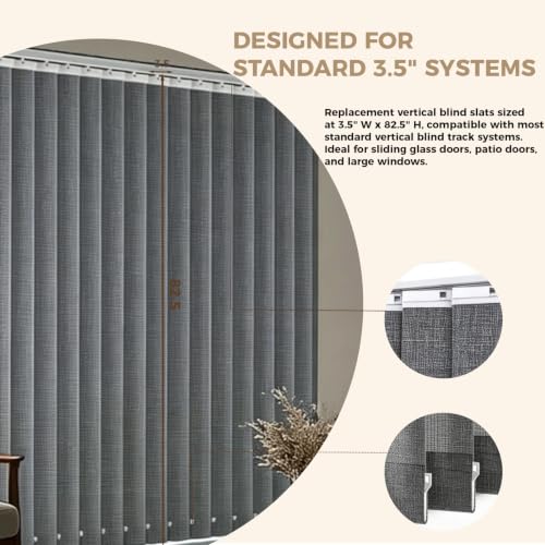Vertical Blind Replacement Slats Blackout Grey 3.5x82.5 in 25 Pack