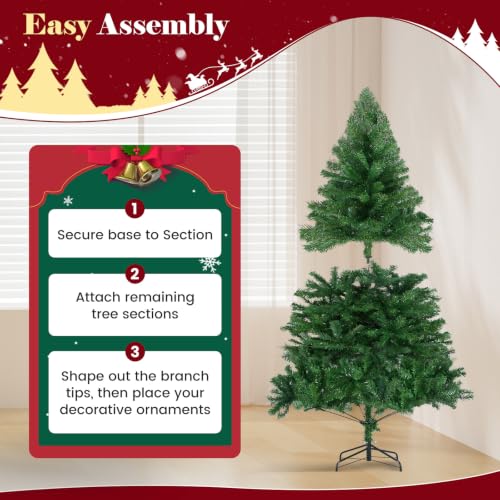 Pre-Lit Artificial Christmas Tree 4.5Ft Multicolor Green with Warm Glow Lights