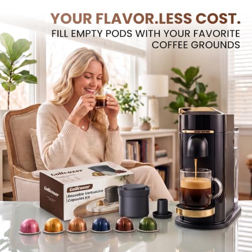 Reusable Vertuo Coffee Pods Kit 105 Count with Aluminum Foil Seals & Accessories