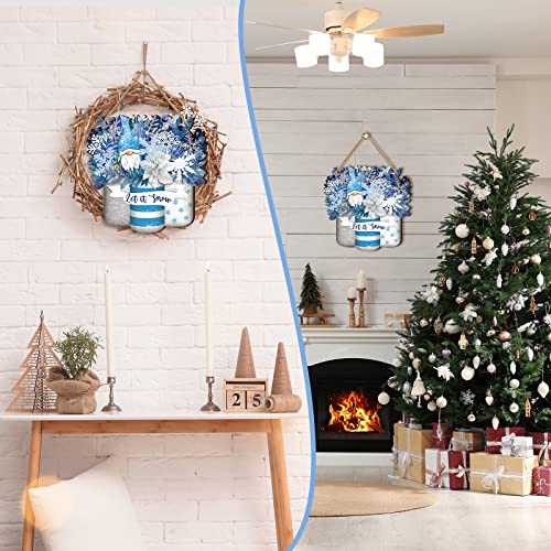 Winter Welcome Sign Wood Snowflake Mason Jar Hanger - Blue Mason Jar Style