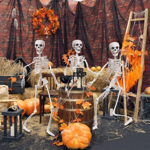 3Ft Life Size Posable Skeleton for Halloween Decorations - Realistic Full Body Design