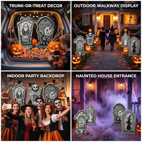 Halloween Tombstone Yard Signs Set - Spooky Cemetery Decor, 6 Pieces