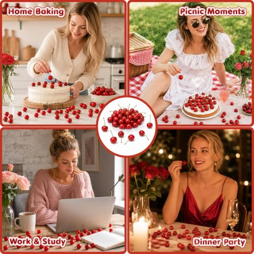 60 Red Artificial Cherry Foam Fruit Decor for Cakes & Crafts