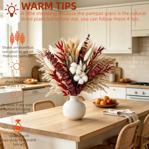 Dried Pampas Grass Bouquet 85Pcs Fall Winter Decor for Home & Wedding