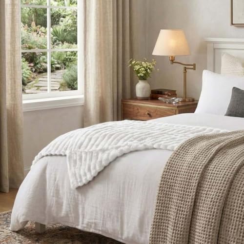Riverbrook Home Everett Faux Fur Bed Runner - White, 24 x 80 Inches