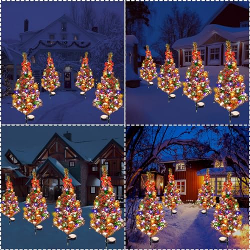 2 Pack Solar Christmas Tree Yard Stake Lights Waterproof Outdoor Decoration - Variation 2