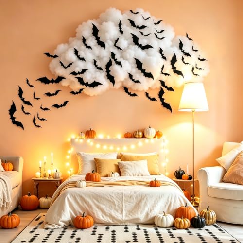 120 Pcs Halloween Bat Wall Decor Stickers - Reusable 3D PVC Window Decals for Indoor Party